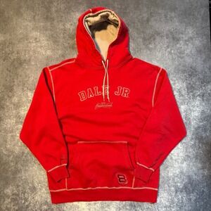 Vintage Chase Authentics Dale Jr Budweiser NASCAR Hoodie Red Mens XL Racing 8